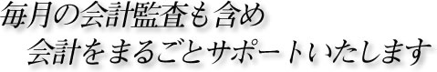 毎月の会計監査も含め会計をまるごとサポートいたします