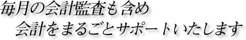 毎月の会計監査も含め会計をまるごとサポートいたします